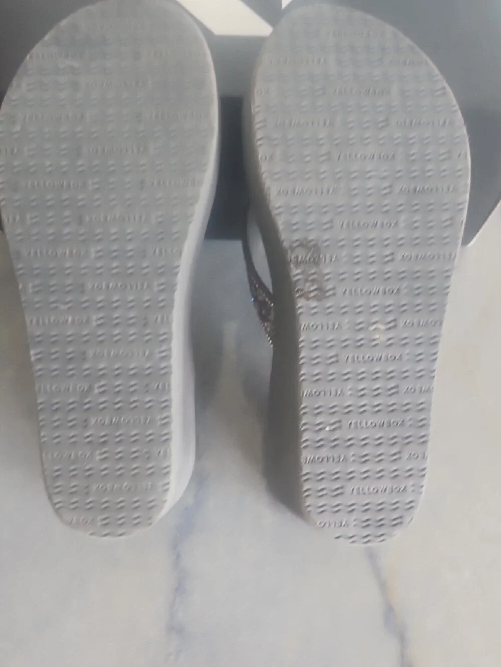 Yellow Box Silver Jeweled Wedge Sandals